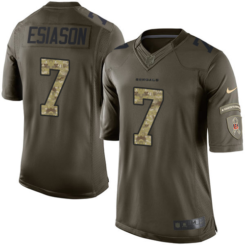 Men's Elite Boomer Esiason Nike Jersey Green - #7 Salute to Service NFL Cincinnati Bengals